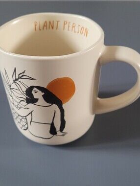 Opalhouse Plant Person coffee Mug Cream stonewear